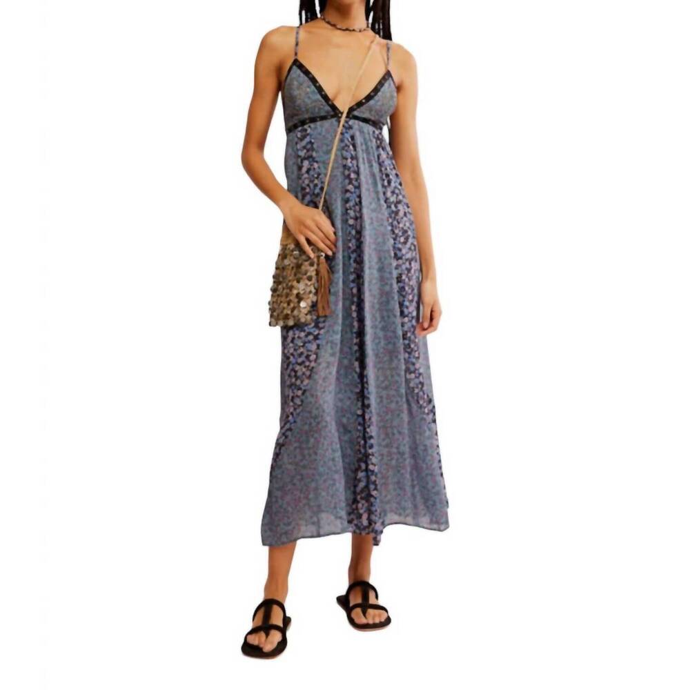NEW FREE PEOPLE forever time dress in blue/black